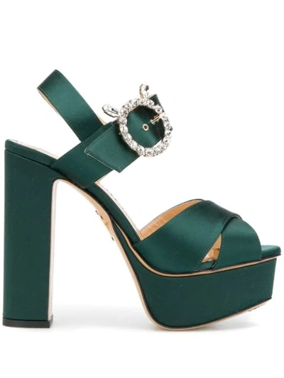 Charlotte Olympia Bejeweled Aristocrat Sandals In Green