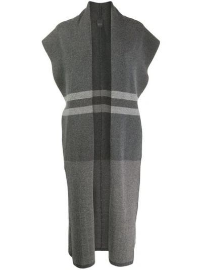 Lorena Antoniazzi Long Knitted Vest In Grey