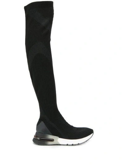 Ash Over The Knee Boots In Black