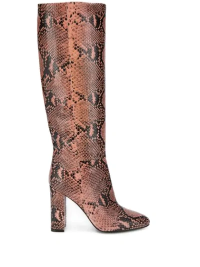 Twinset Snake Print Knee Boots In Pink