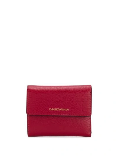 Emporio Armani Logo Cardholder Wallet In Red