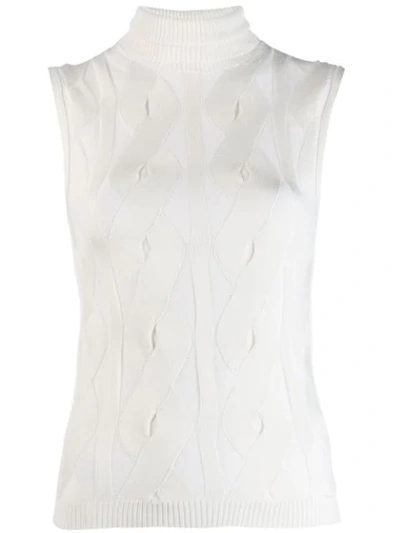 Chloé Cable Knit Patterned Top In White