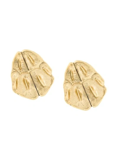 Saint Laurent Opyum Crocodile-effect Clip-on Earrings In Metallic