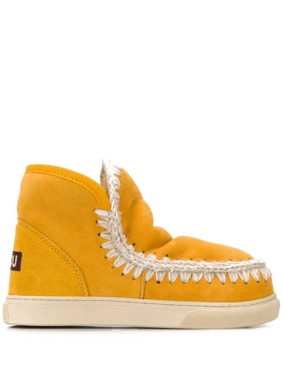 Mou Knitted Detail Boots In Yellow