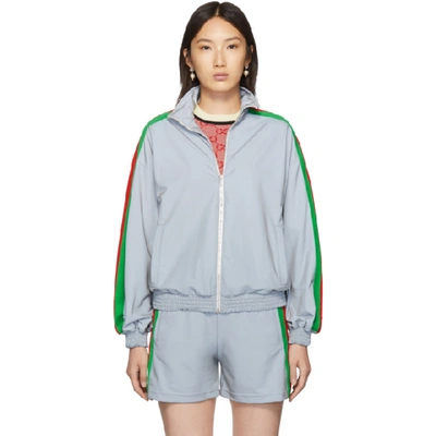 Gucci Silver Reflective Zip-up Sweater In 1300 Silver