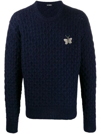 Raf Simons Opening Ceremony Fine Open Knitted Honey Stitch Jumper In Blue