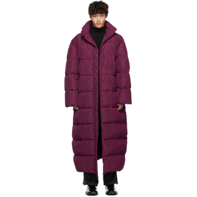 Balenciaga Oversized Long Quilted Coat In 5061plum