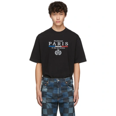 Balenciaga Black Paris Flag Regular Fit T-shirt