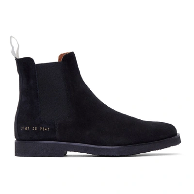 Common Projects Black Suede Chelsea Boots