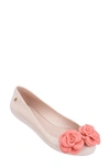 Melissa Space Lover Flower Jelly Flat In Beige Pink