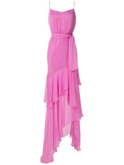 Tufi Duek Cascade Silk Gown In Pink