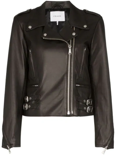 Frame Pch Leather Moto Jacket In Black