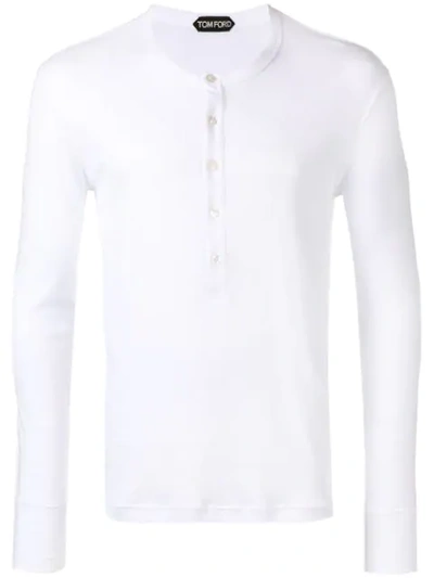 Tom Ford Front Button T-shirt In White