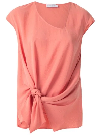 Mara Mac Tie Detail Draped Blouse In Pink