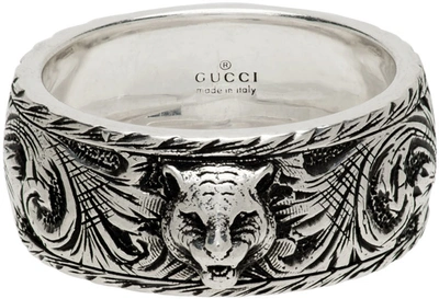 Gucci Aged Sterling Silver Eline Head Detail Ring, Size 15 In Silver Tone |  ModeSens