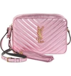 Saint Laurent Lou Lou Metallic Calfskin Leather Belt Bag With Tassel In Pink