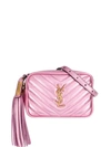 Saint Laurent Quilted Logo Belt Bag In Pink