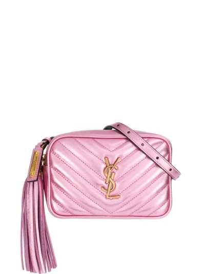 Saint Laurent Quilted Logo Belt Bag In Pink