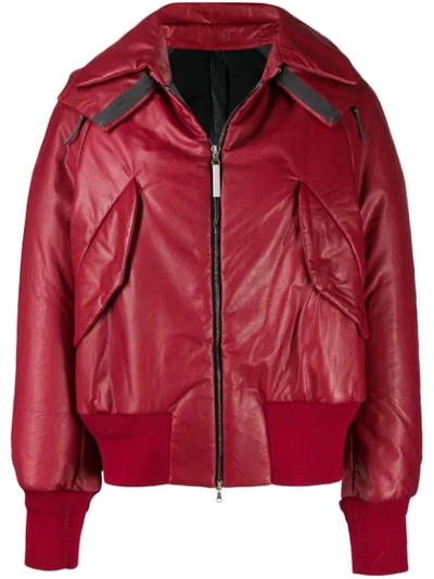 Isaac Sellam Experience Leather Bomber Jacket In Red