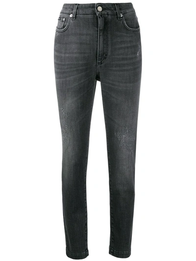 Dolce & Gabbana Distressed Skinny Jeans In Grey