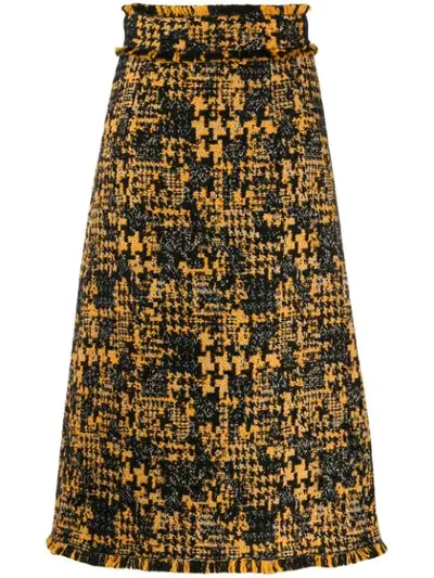 Dolce & Gabbana A-line Tweed Skirt In Yellow