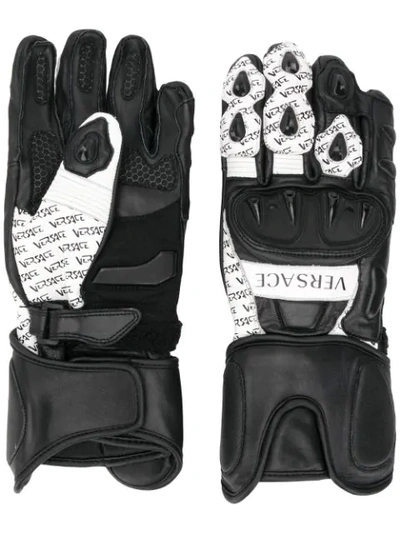 Versace Logo Gloves In Black