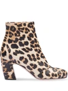 Miu Miu Crackled Leopard Print Boots In Brown