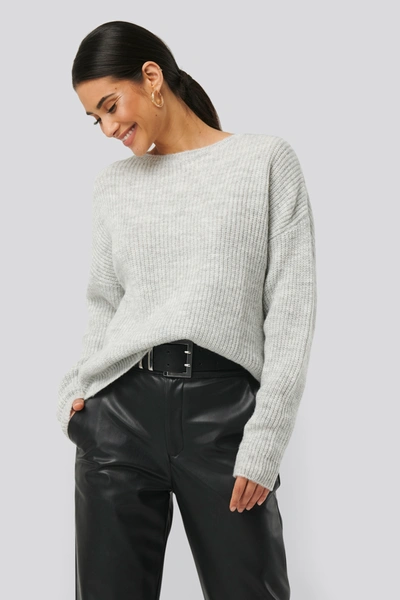 Na-kd Basic Round Neck Knitted Sweater - Grey In Grey Melange