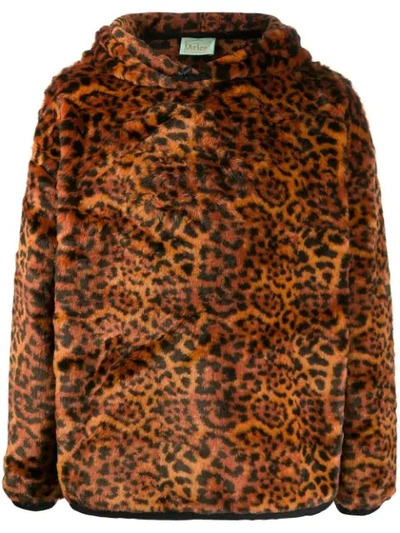 Aries Leopard-print Faux Fur Hoodie In Brown