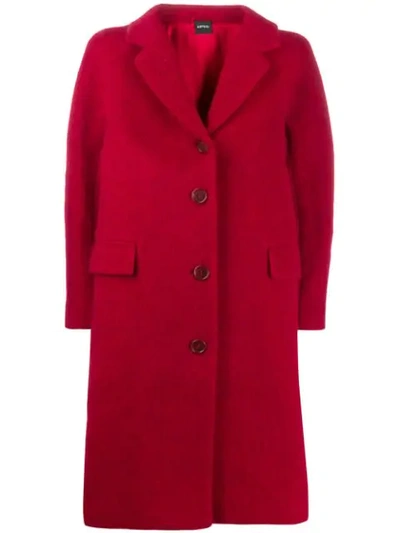 Aspesi Paneled Single Breasted Coat In Fire Red