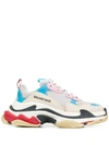 Balenciaga Triple S Logo-embroidered Leather, Nubuck And Mesh Sneakers In White Blue Pink