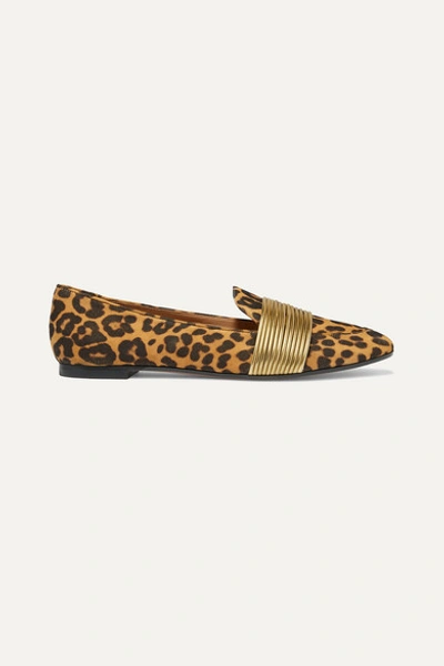 Aquazzura Rendez Vous Leather-trimmed Leopard-print Suede Loafers In Leopard Print