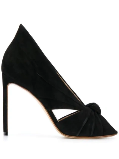 Francesco Russo Knotted Suede Pumps In Black