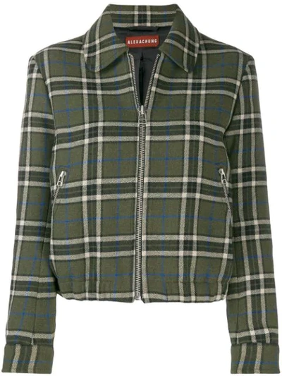 Alexa Chung Cropped Plaid Twill Jacket In 316 Kaki