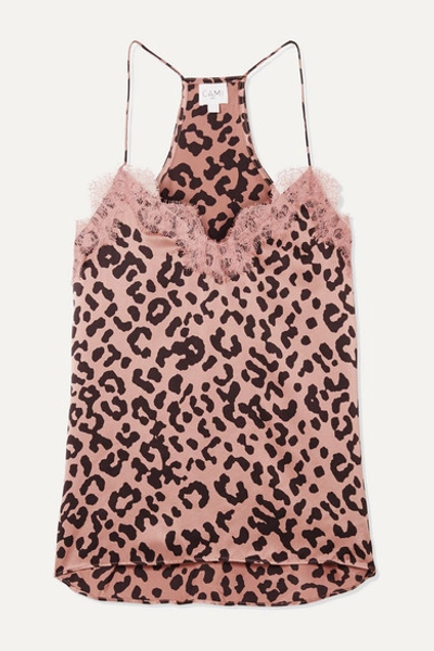 Cami Nyc The Racer Lace-trimmed Leopard-print Silk-charmeuse Camisole In Blush
