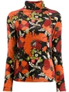 Dodo Bar Or Brenda Floral-print Stretch-velvet Turtleneck Top In Beige,green