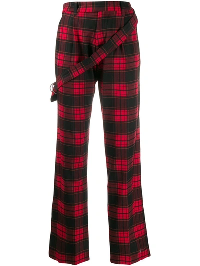Ben Taverniti Unravel Project Checked Twill And Denim Straight-leg Pants In Black