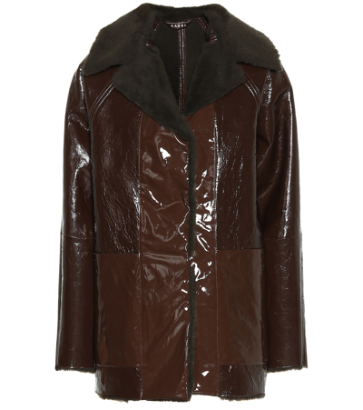Kassl Editions Reversible Lacquered Textured-leather And Faux Shearling Coat In Brown