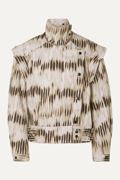 Isabel Marant Idaline Convertible Tie-dyed Denim Jacket In Khaki