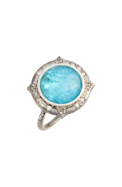 Armenta New World Apatite Doublet Ring In Silver/ Apatite/ White Quartz