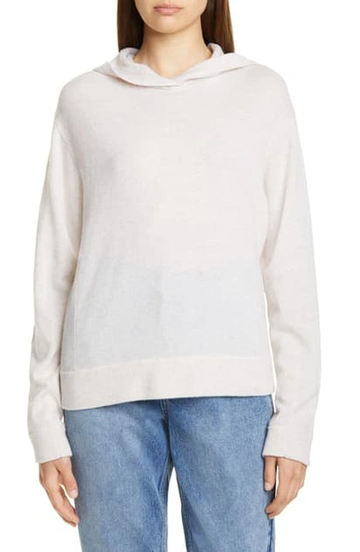Vince Cashmere Overlap Hoodie Sweater In Heather White