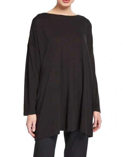 Eskandar Ultra-light Cotton Long-sleeve T-shirt (one Size) In Black