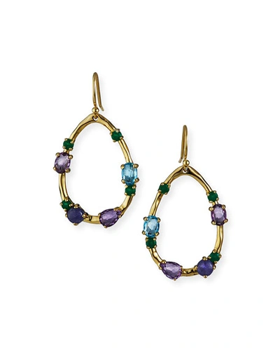 Ippolita 18k Rock Candy Medium Frame Earrings In Hologem In Purple/green