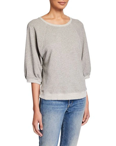 Amo Denim Puff-sleeve Sweatshirt In Heather Grey