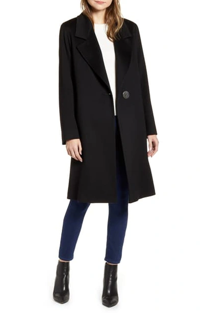 Fleurette One-button Long Wool Coat In Black