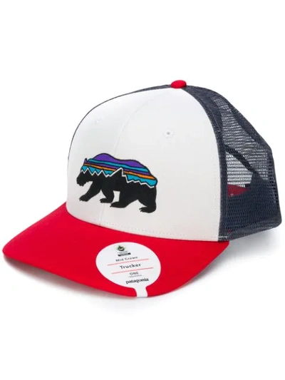 Patagonia Bear Embroidered Baseball Cap In White