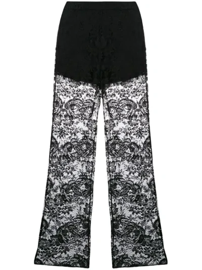 Prada Lace Flared Trousers In Black