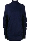 Mm6 Maison Margiela Ruched Roll-neck Jumper In Navy