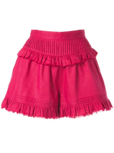 Aje Ruffled Morton Shorts In Pink