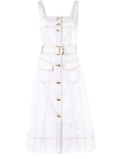 Aje Shore Denim Midi Dress In White